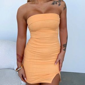 That’s So Fetch Strapless Mini Dress Orange